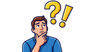 Person thinking with question and exclamation marks representing tracking GMAT question difficulty levels and performance analysis